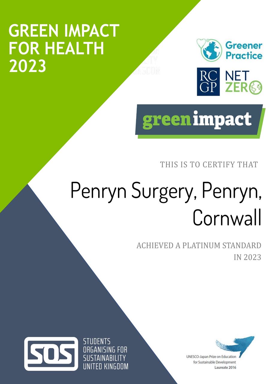 Green Impact 2023 Platinum Award Cerificate